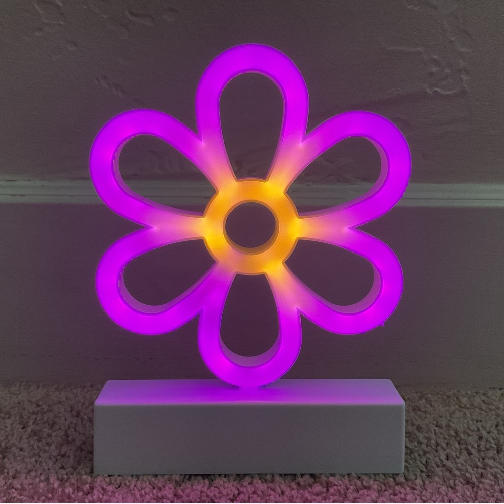 Purple and Yellow Flower Neon Light